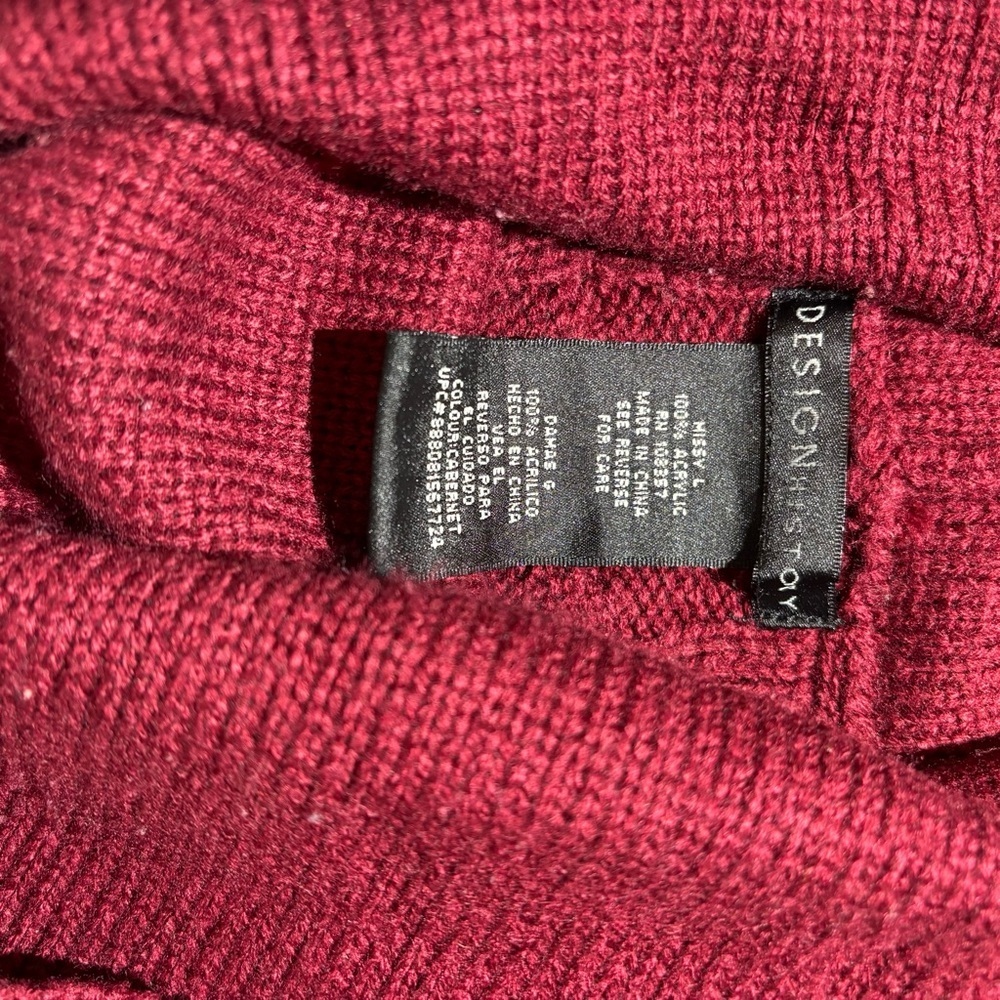 Y2K Design History Deep Red Cowl Neck Sweater - Picture 2 of 7